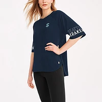 Women's DKNY Sport Navy Seattle Kraken Diana Tri-Blend Oversized T-Shirt