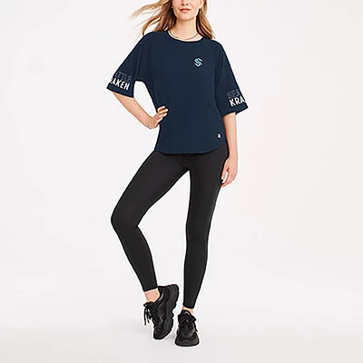 T-shirt surdimensionné à trois mélanges DKNY Sport pour femmes, bleu marine, Seattle Kraken Diana