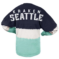 Women's Fanatics Blue/Light Blue Seattle Kraken Ombre Long Sleeve T-Shirt