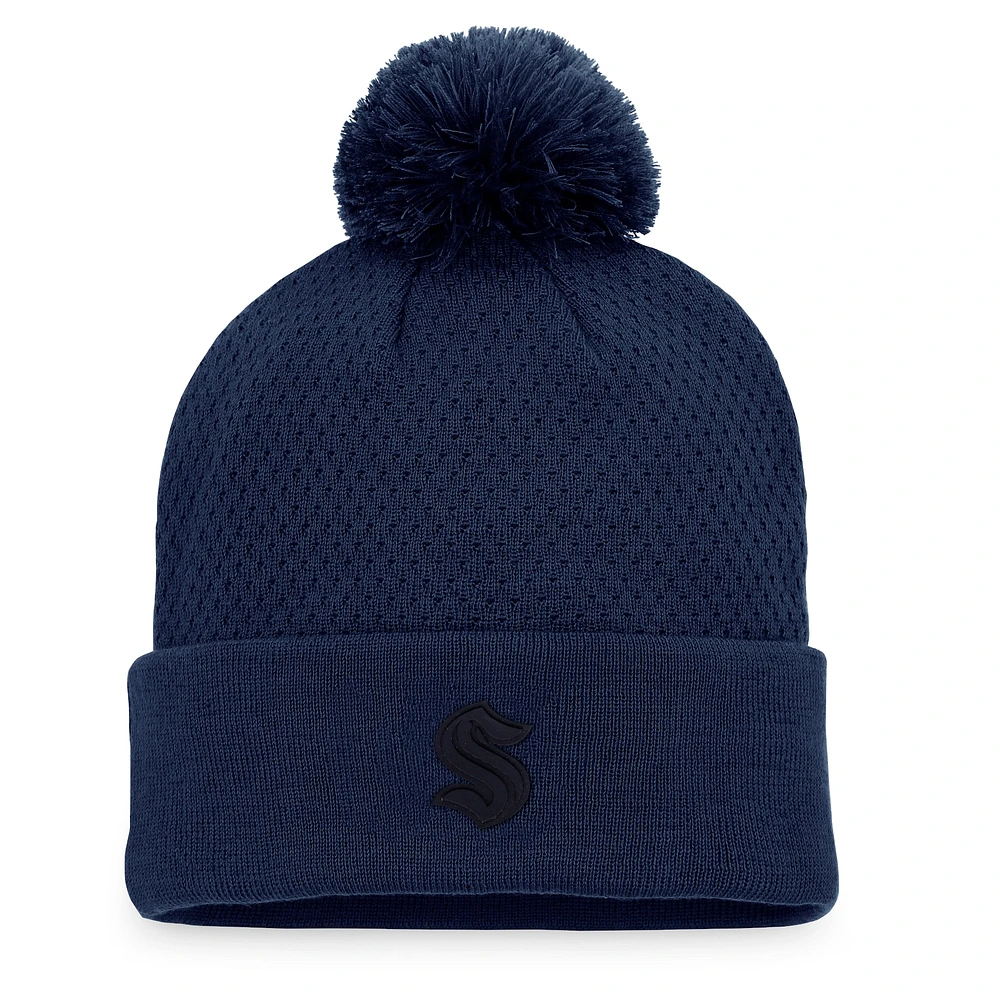 Fanatics Deep Sea Blue Seattle Kraken 2022 NHL Draft pour femmes - Bonnet en tricot à revers Pro Road authentique