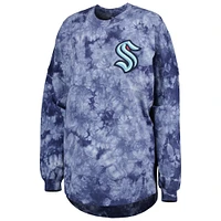 Women's Fanatics Deep Sea Blue Seattle Kraken Crystal-Dye Long Sleeve T-Shirt