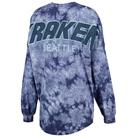 Women's Fanatics Deep Sea Blue Seattle Kraken Crystal-Dye Long Sleeve T-Shirt