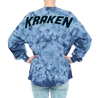 Women's Fanatics Deep Sea Blue Seattle Kraken Crystal-Dye Long Sleeve T-Shirt