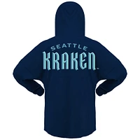 Women's Fanatics Deep Sea Blue Seattle Kraken Jersey Lace-Up V-Neck Long Sleeve Hoodie T-Shirt