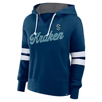 Women's Fanatics Deep Sea Blue Seattle Kraken Oversized Seize Pullover Hoodie