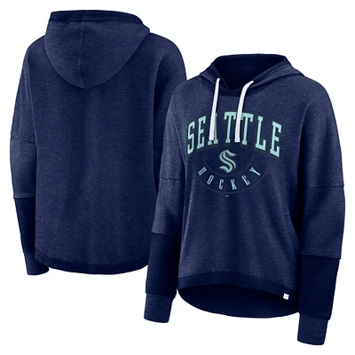Sweat à capuche Fanatics Heather Deep Sea Blue Seattle Kraken Lux Lounge pour femmes