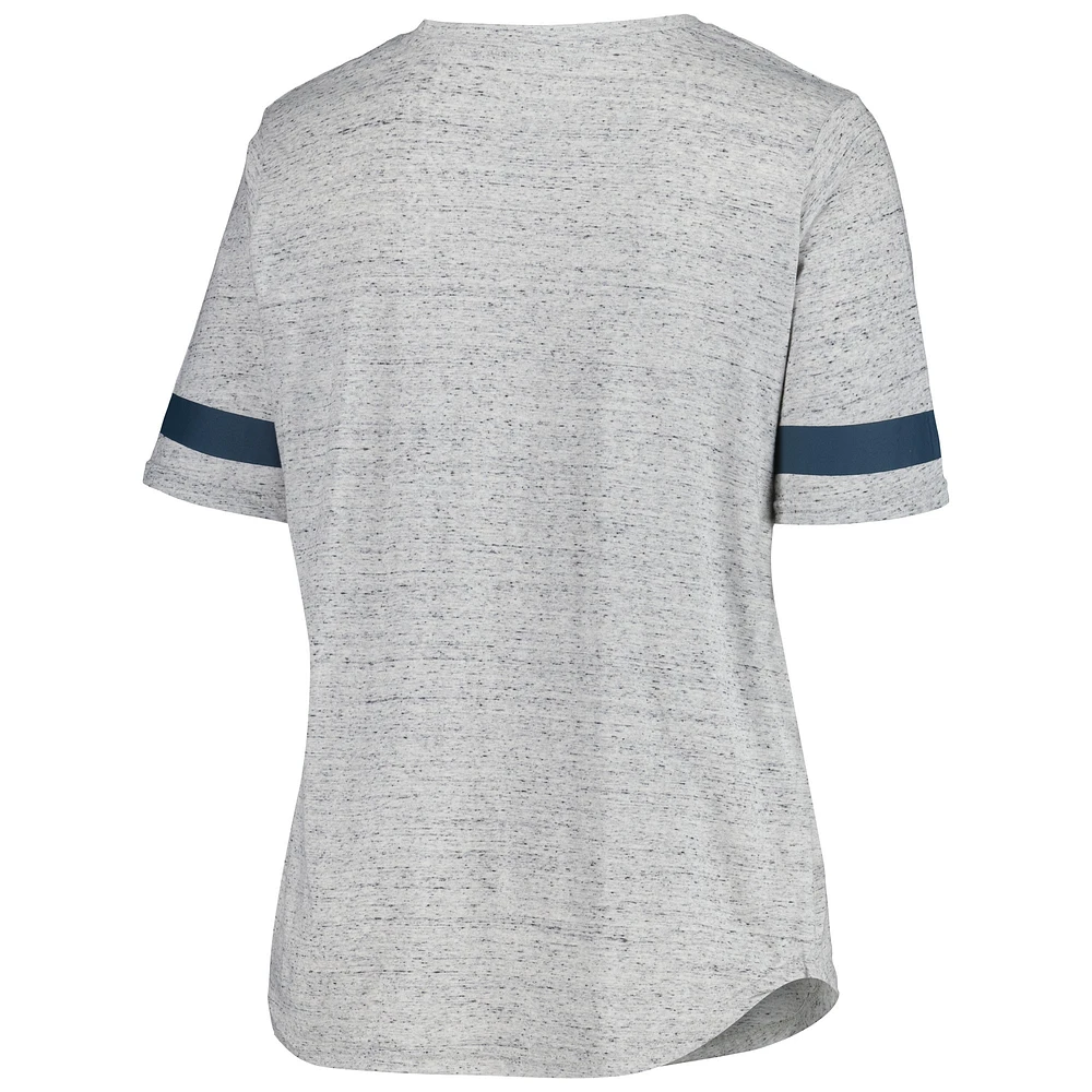 Women's Fanatics Heather Gray Seattle Kraken Plus Lace-Up  T-Shirt