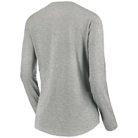 Women's Fanatics Heather Gray Seattle Kraken Primary Logo Long Sleeve V-Neck T-Shirt