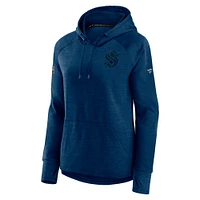 Women's Fanatics Heathered Deep Sea Blue Seattle Kraken Authentic Pro Performance Raglan Pullover - Hoodie