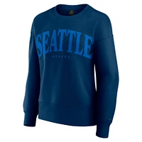 Women's Fanatics  Navy Seattle Kraken Elements Flow Pullover Sweatshirt