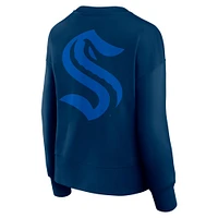 Women's Fanatics  Navy Seattle Kraken Elements Flow Pullover Sweatshirt