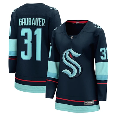 Fanatics pour femmes Philipp Grubauer Navy Seattle Kraken Home - Maillot de joueur échappé