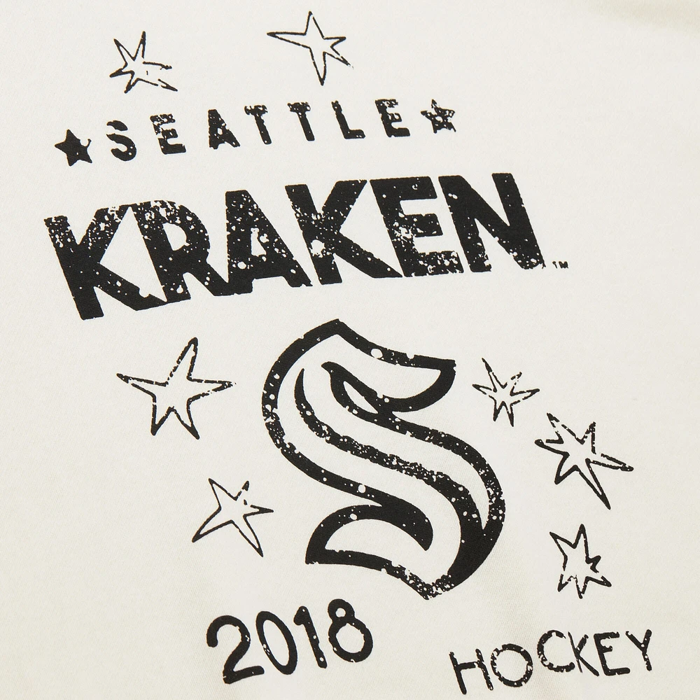 Women's Mitchell & Ness  Cream Seattle Kraken Logo 3.0 Pullover Sweatshirt