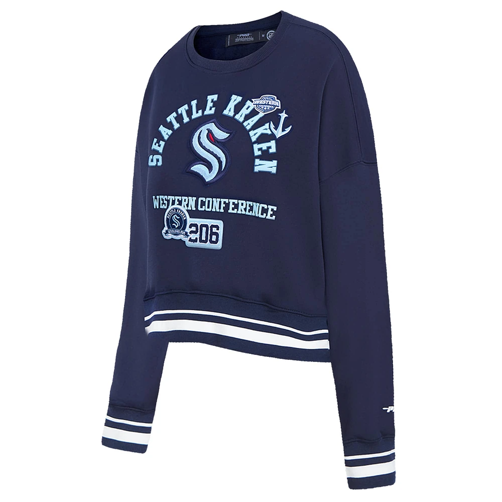 Sweat-shirt court Pro Standard Deep Sea Blue Seattle Kraken Area Code pour femme