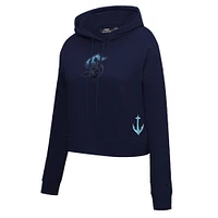 Women's Pro Standard  Deep Sea Blue Seattle Kraken Jewels Cropped Pullover Hoodie