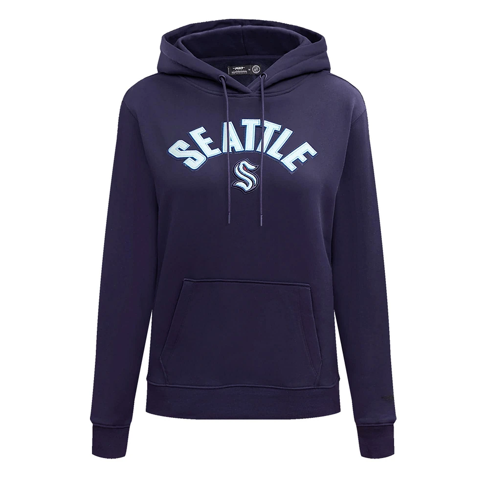 Women's Pro Standard Navy Seattle Kraken Classic Chenille Pullover Hoodie