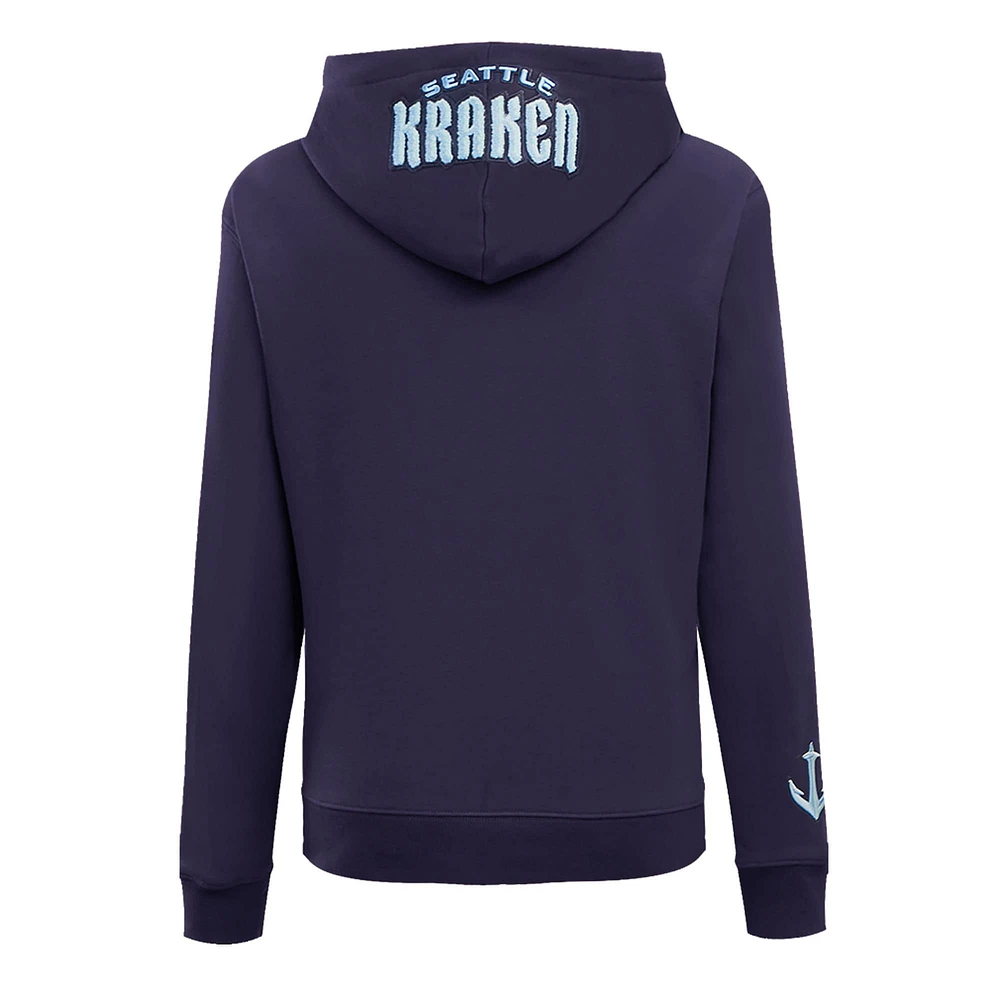 Women's Pro Standard Navy Seattle Kraken Classic Chenille Pullover Hoodie