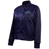 Women's Pro Standard  Navy Seattle Kraken Rhinestone Jewels Satin Full-Snap Jacket