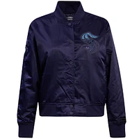 Women's Pro Standard  Navy Seattle Kraken Rhinestone Jewels Satin Full-Snap Jacket