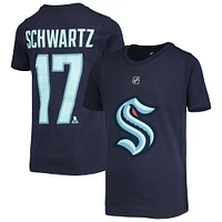 T-shirt avec nom et numéro de joueur Jaden Schwartz Navy Seattle Kraken pour jeunes