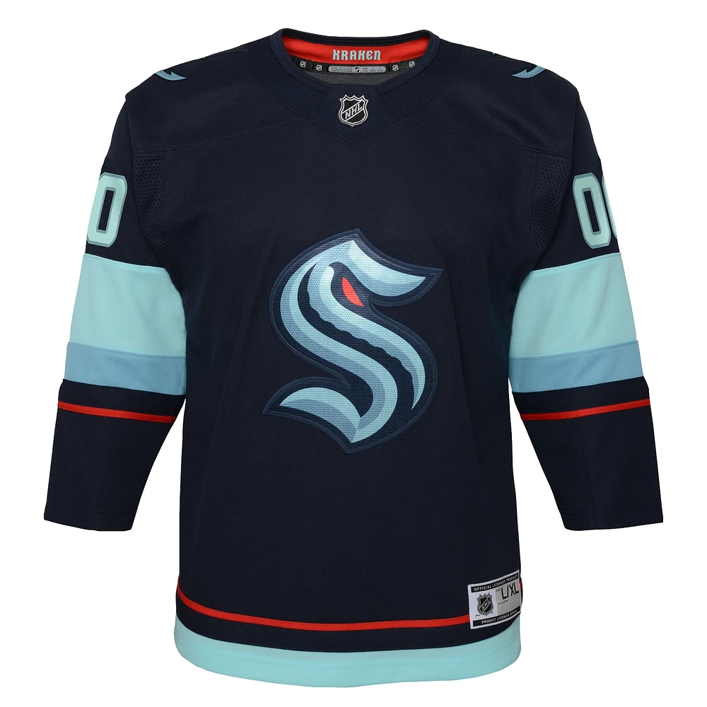 Youth Navy Seattle Kraken Home Premier Custom Jersey