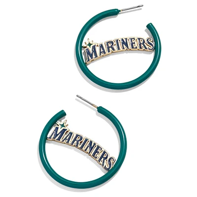 BaubleBar Seattle Mariners Boucles d'oreilles créoles en émail