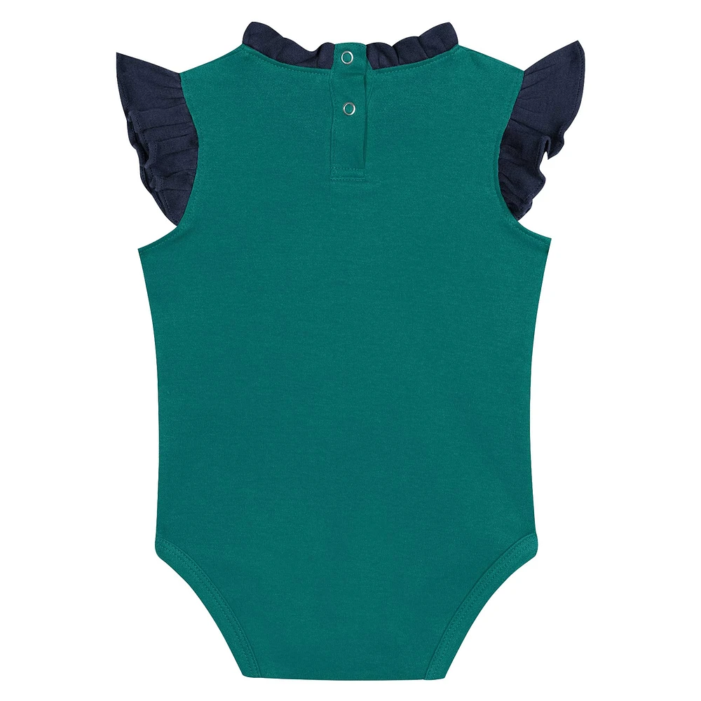 Ensemble body, bavoir et chaussons Happy Baseball Fanatics Aqua Seattle Mariners pour filles nouveau-nés nourrissons