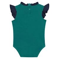 Ensemble body, bavoir et chaussons Happy Baseball Fanatics Aqua Seattle Mariners pour filles nouveau-nés nourrissons