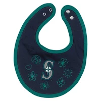 Ensemble body, bavoir et chaussons Happy Baseball Fanatics Aqua Seattle Mariners pour filles nouveau-nés nourrissons