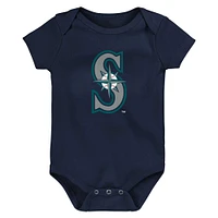 Infant Fanatics Seattle Mariners Fan Pennant 3-Pack Bodysuit Set