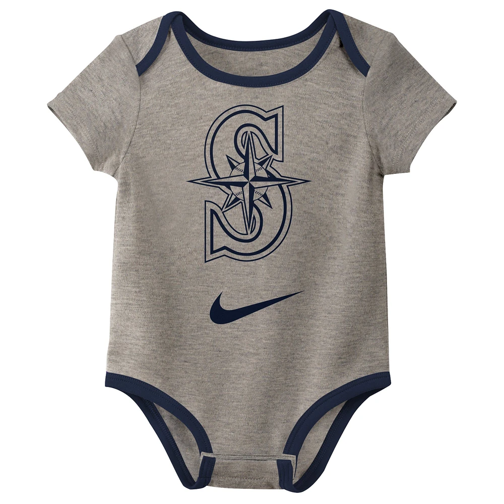 Infant Nike Seattle Mariners Authentic Collection Three-Pack Bodysuit Set