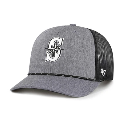 Men's '47 Charcoal Seattle Mariners Carbon Rope Trucker Adjustable Hat
