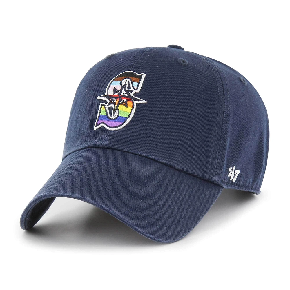 Men's '47  Navy Seattle Mariners Team Pride Clean Up Adjustable Hat