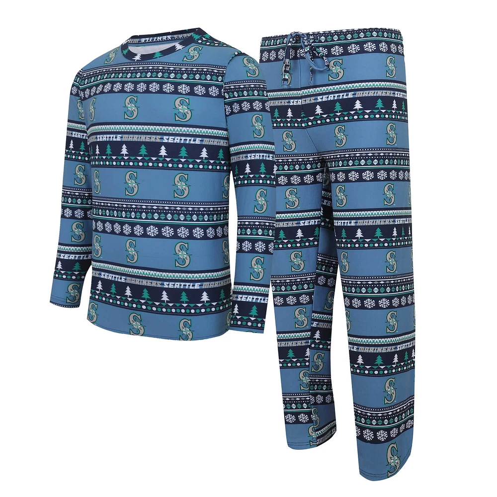 Concepts Sport pour hommes, ensemble haut et pantalon à manches longues en tricot bleu marine Seattle Mariners