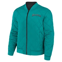 Men's Darius Rucker Collection by Fanatics Black/Aqua Seattle Mariners Reversible Full-Zip Bomber Jacket