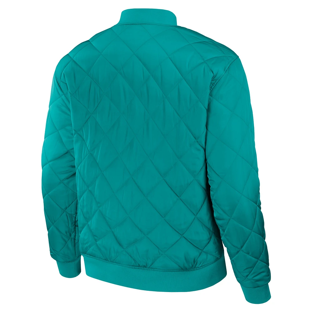 Men's Darius Rucker Collection by Fanatics Black/Aqua Seattle Mariners Reversible Full-Zip Bomber Jacket