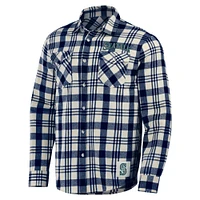Men's Darius Rucker Collection by Fanatics Navy Seattle Mariners Plaid Flannel Button-Up Shirt
