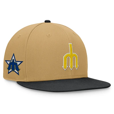 Men's Fanatics Khaki/Black Seattle Mariners  Heritage Two-Tone Fitted Hat
