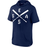 Men's Fanatics Navy Seattle Mariners Iconic Rebel Short Sleeve Hooded Top