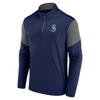 Men's Fanatics Navy Seattle Mariners Logo Quarter-Zip Top