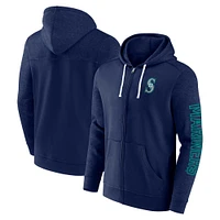Men's Fanatics Navy Seattle Mariners Offensive Line Up Lightweight Full-Zip Hoodie