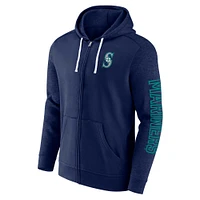 Men's Fanatics Navy Seattle Mariners Offensive Line Up Lightweight Full-Zip Hoodie