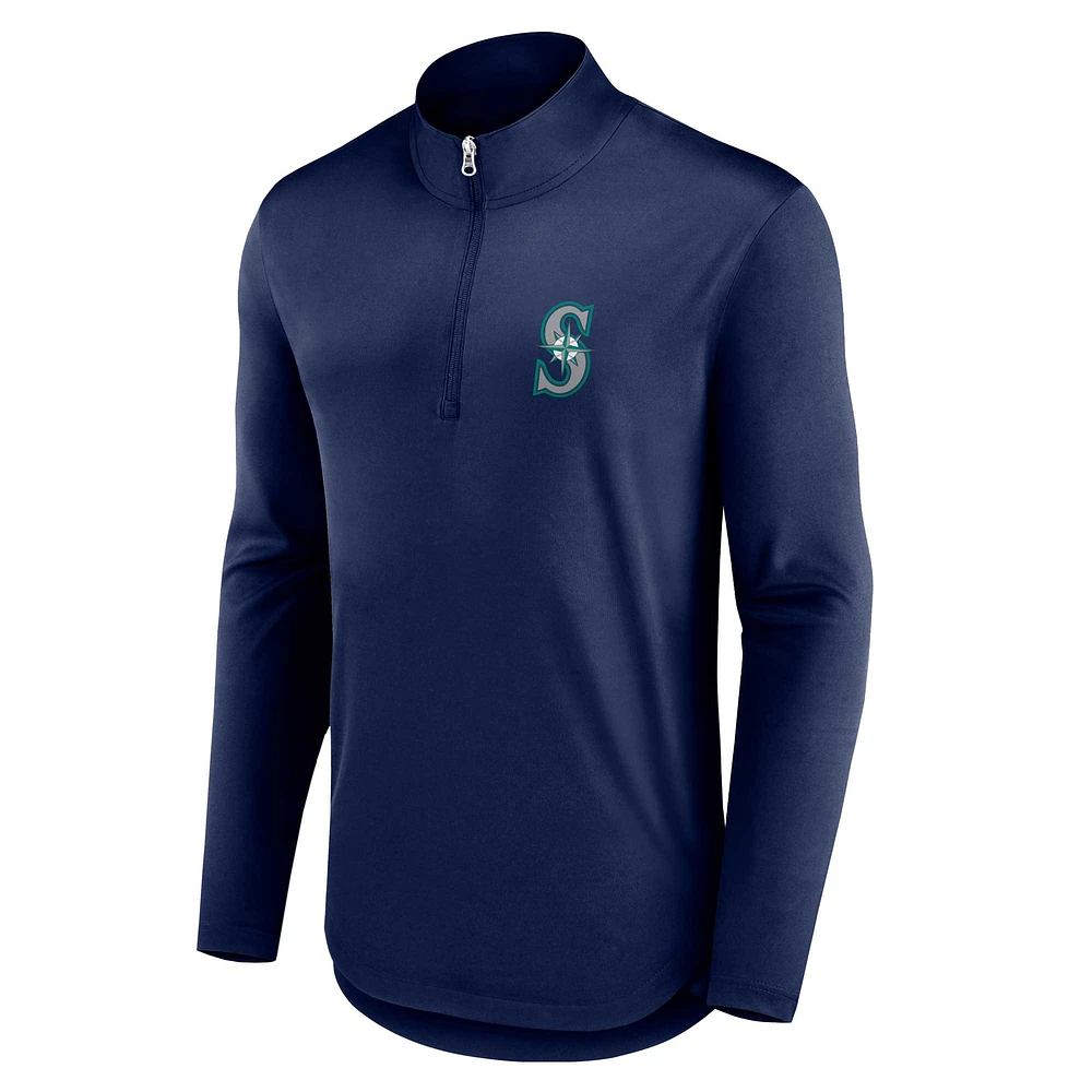 Men's Fanatics Navy Seattle Mariners Quarterback Quarter-Zip Top