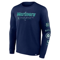 Men's Fanatics Navy Seattle Mariners Strike the Goal Long Sleeve T-Shirt