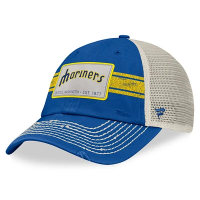 Men's Fanatics Royal/Natural Seattle Mariners  Heritage Stripe Trucker Adjustable Hat