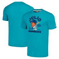 Men's Homage Julio Rodriguez Aqua Seattle Mariners Caricature Tri-Blend T-Shirt