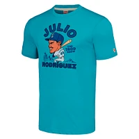Men's Homage Julio Rodriguez Aqua Seattle Mariners Caricature Tri-Blend T-Shirt