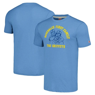 Hommage pour hommes Ken Griffey et Jr. Illustration des Mariners de Seattle bleu clair T-shirt à trois mélanges