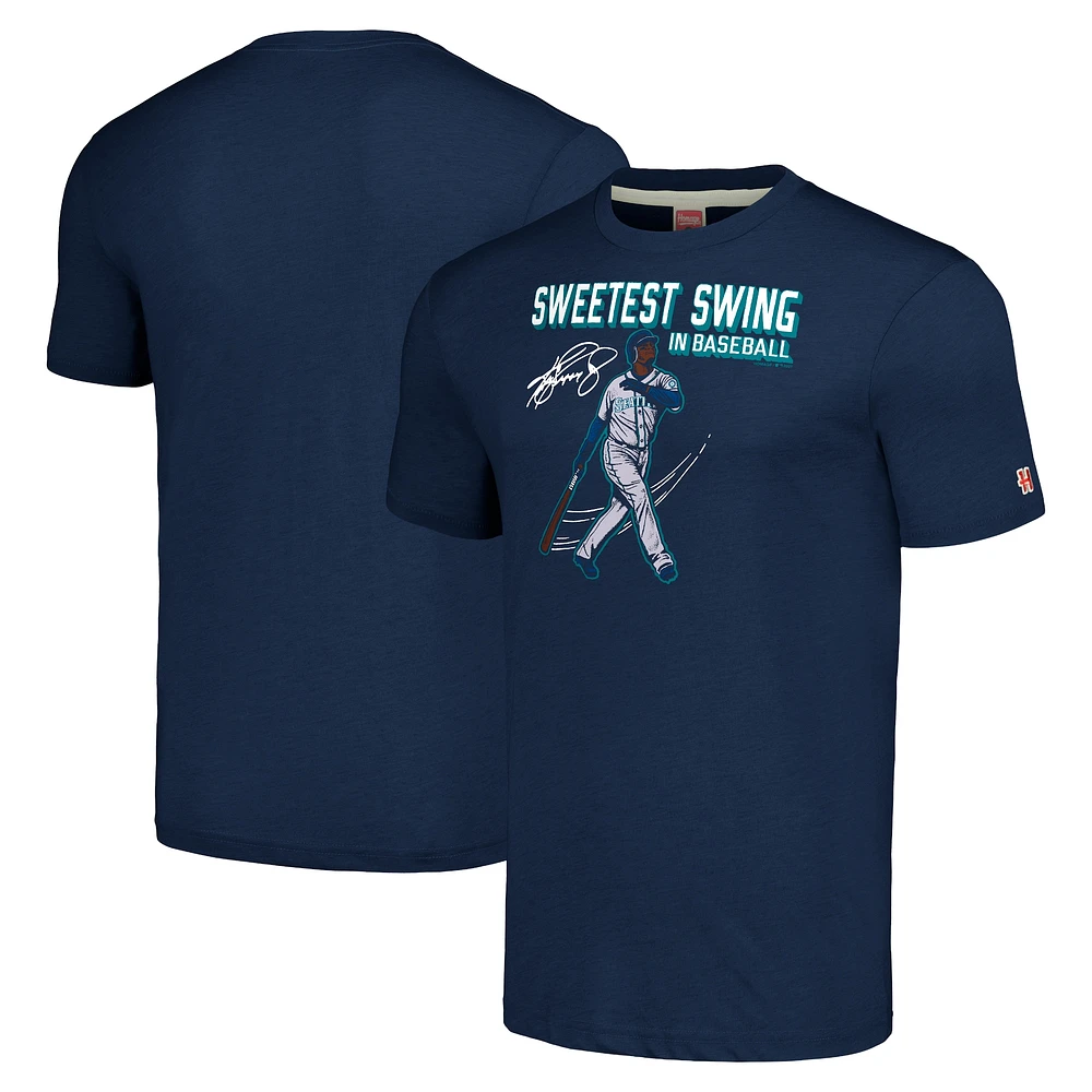 Hommage aux hommes Ken Griffey Jr. Navy Seattle Mariners Illustration T-shirt à trois mélanges