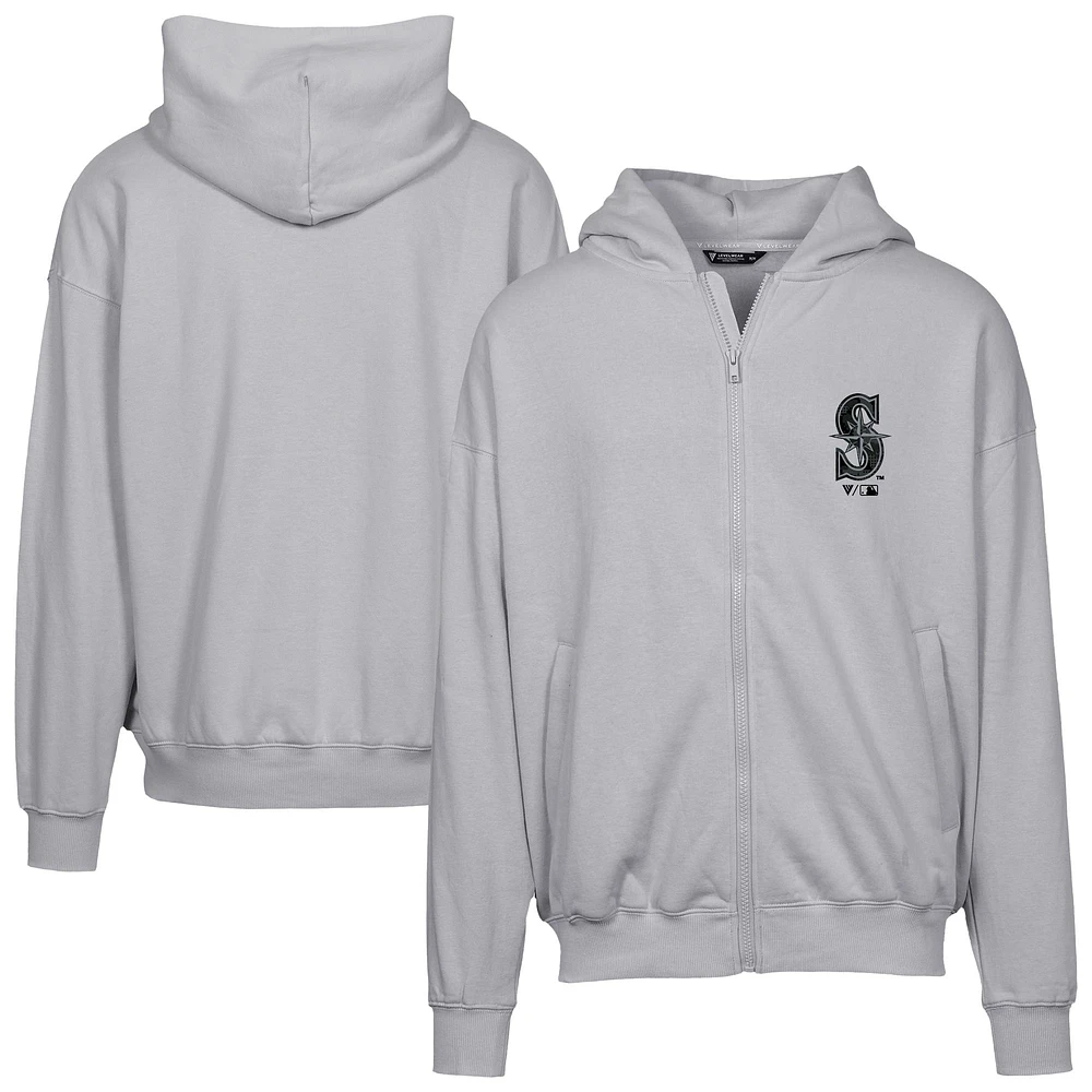 Men's Levelwear Gray Seattle Mariners Oversized Uphill Digital Camo Full-Zip Hoodie